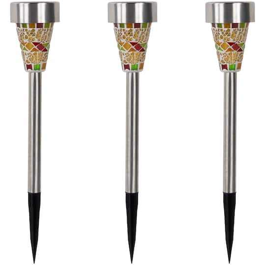 15.5" Mosaic Stained Glass Solar Powered LED Pathway Markers